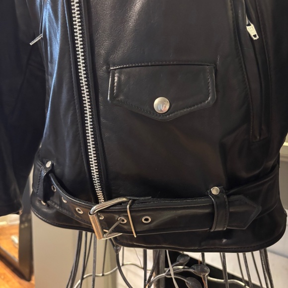 Sieve’s Leather Fashions Black Leather Moto Jacket Belted Biker Style - Picture 2 of 9